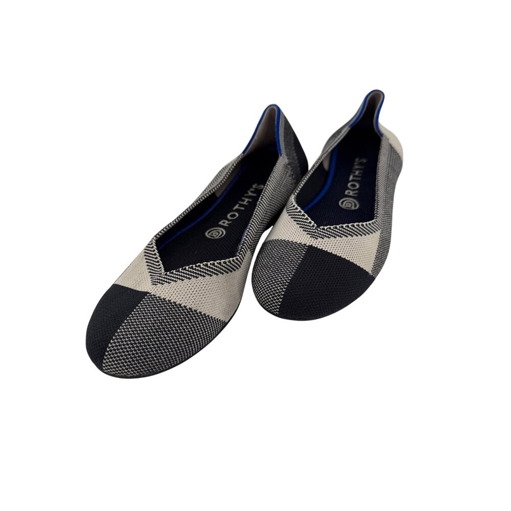 Rothys‎ Womens Flats Size 8.5 Eco-Friendly Knit Black & Cream Made In China